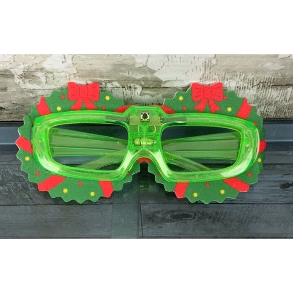 LED Lighted Holiday Green Wreath Christmas Eyeglasses Plastic Frames‎